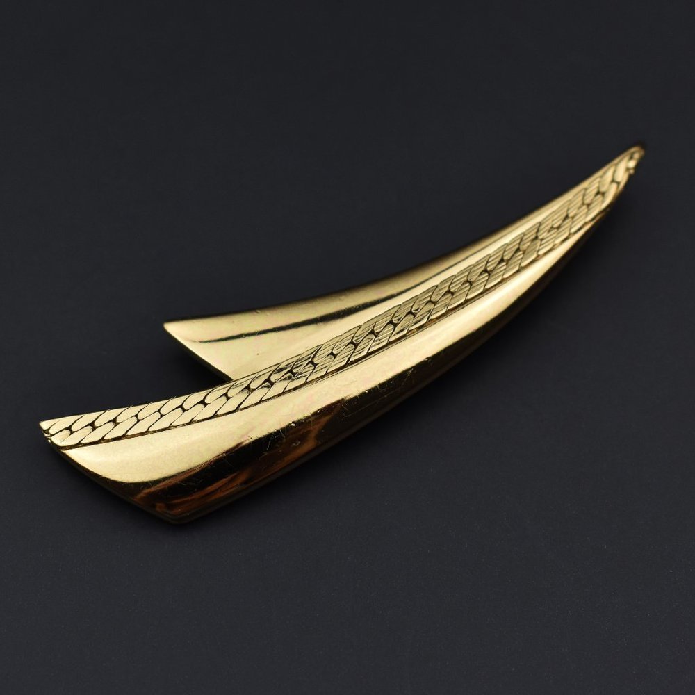 Large abstract brooch gold, quirky geometric Monet lapel pin